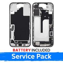 Apple iPhone 16 vidurinio rėmo korpusas + baterija / Baltas / (Aptarnavimo pakuotė)