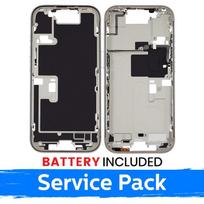 Apple iPhone 16 Pro vidurinio rėmo korpusas + baterija / Baltas titanas / (Aptarnavimo pakuotė)
