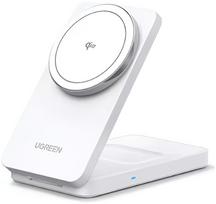 Bevielis įkroviklis Ugreen Wireless Charger 2in1, 20W, Qi2 45057 iPhone, AirPods White | 45057 | 6941876240579