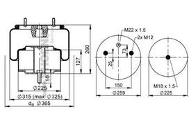 PHOENIX Pneumatinės pakabos pagalvė 1 DF 25 A-1