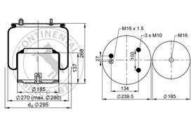 CONTITECH AIR SPRING Pneumatinės pakabos pagalvė 887 M K4