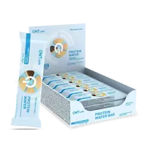 Baltyminiai vafliai QNT, Protein 32%, vanilinio jogurto skonio, 35 g x 12 vnt.