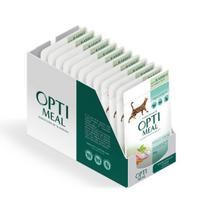 Optimeal ™ suaugusioms katėms su triušiena morkų drebučiuose, 85 g x 12 vnt