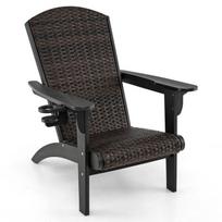 Patio Adirondack HDPE poilsio kėdė su rataniniu sėdimu, juoda