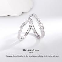 Pure Silver 999 Couple Rings - Fashionable, Creative, and Modern Design Women's, Adjustable opening platina