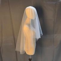 Elegant Sheer Nude Tulle Bridal Veil - Long, Light, and Comb-Free Ivory 1.5m