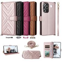 ZTE RedMagic 11 Pro/Nubia 11 Pro+ Leather Protective Case Long Lanyard rožinė raudona spalva