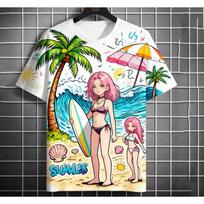 Sexy Anime Girl 3d Print T Shirt Tops Children's Fashion Sports Tops Tees Sexy Girls Summer Tshirt Girls' Clothing 110