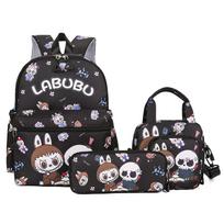 New 4pcs Children's Cartoon Backpack LABUBU Printed Schoolbag Large-capacity Lightweight Waterproof and Wear-resistant Backpack KTB juoda