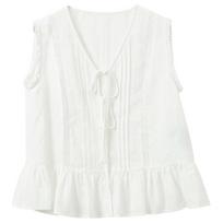Sancai V-neck Lace-Trim Sleeveless Blouse L
