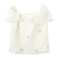 Sancai Embroidered Bubble Gauze Square Neck Blouse M pilkšvai balta