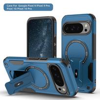 Heavy-Duty Armor Magnetic Stand Case For Google Pixel 10 9 10Pro 9Pro For Magsafe Wireless Charging Business Rugged Phone Cover Google Pixel 9 tamsiai mėlyna