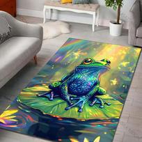 Multiple sizes Frog leaf rainbow fireflies Print Carpet Rug for Living Room Bedroom Sofa Doormat Home Decor Non-slip Floor Mat 40x60cm