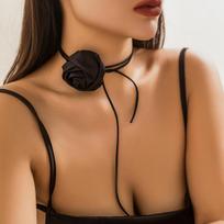Vintage pull choker fabric flower collar simple flannel fringed collar necklace