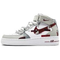 Nike Air Force 1 '07 Air Force 1 Slip Resistant Abrasion Resistant Mid top Skateboard Shoes Men's Gray Red White CW2289-111(Team131-) 38.5