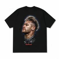 Neymar Football Sports Cotton Short-sleeved T-shirt Both Sexes Fashion Trend 3D Printed Sports Top Neymar Fan Short-sleeved Top S juoda