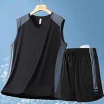 Didelio dydžio 6XL-13XL Vasaros 2 dalių komplektai Vyriški laisvalaikio marškinėliai ir šortai Vasaros vintažiniai drabužiai 10XL(140kg-150kg) juoda