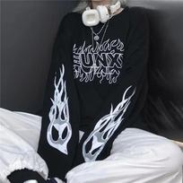 KOSY Harajuku Oversize Long Sleeve T-shirt E Girl Anime Printed Japanese Streetwear Hiphop Punk O-neck Gothic Casual T-shirt Tops for Girls Y2k  Style S
