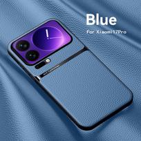 For Xiaomi 17 17 Pro 17 ProMax  leather texture, built-in magnetic TPU soft anti-drop anti-fingerprint phone case For Xiaomi 17 ProMax šviesiai mėlyna spalva