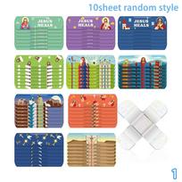 10 Cartoon Jesus Band Aid Waterproof Breathable Hemostasis Adhesive Bandages First Care Cuts Scratches Band-Aids For Kids