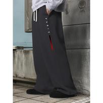 Men's Street Wear, Paris Vertical Striped Printed Wide Leg Pants, Casual Pants with Elastic Drawstring at the Waist, Loose Fit Suitable for Vacation S