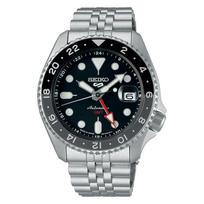 Seiko 5 Sports SBSC001 Mechaninis Automatinis Laikrodis su Rankiniu GMT Data SKX Pilkas Juodas Juodas Nerūdijančio Plieno Vyriškas Mechanizmas, Funkcija, Kalendorius, Serija, juoda