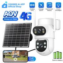 YOOSEE Ai Dual Lens AOV Solar Camera HD 10MP 4G SIM Camera 7800mAh Battery Waterproof Night Vision CCTV Mobile Tracking Two-way Intercom Video Camera 4G Camera