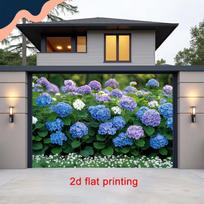2D Vibrant Hydrangea Floral Garage Door Backdrop for Outdoor Decor 47.2x31.5inch/120*80cm