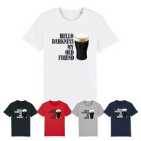 Funny BEER LOVER GUINNESS STOUT HELLO DARKNESS MY OLD FRIEND T-Shirt Mens Womens Tees Top TOP XL