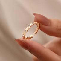 Fashion Honeycomb Ring Women's Light Luxury Temperament Personality Geometric Polygon Commuter Open Ring brown