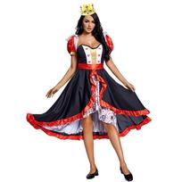 Red Queen Playing Card Costume with Cape and Full Skirt for Halloween and Stage Performance XL