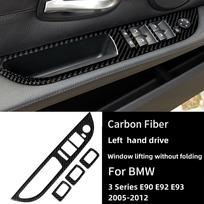 Anglies pluošto automobilio lango pakėlimo valdymo mygtuko jungiklio apdailos dangtelis porankio panelės lipdukas BMW E60 5 serijai 08-10 X5 X6 E70 E71