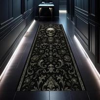 Screaming Skull Runner Rug Gothic Skeleton Hallway Carpet Dark Horror Art Floor Home Decor for Halloween and Alternative Homes 40X120CM