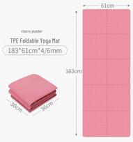 TPE nešiojama neslystanti jogos kilimėlis, sulankstomas 183x61x0.6cm, daugiafunkcinis studentų miego kilimėlis 183*61*0.6cm šviesiai rausvos spalvos