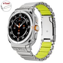 Be tarpų titano apyrankė Samsung Galaxy Watch Ultra 2025 m. prabangi metalinė laikrodžio apyrankė Galaxy Watch Ultra 47 mm 2024 m. Aksesuarai Galaxy Ultra (2025) titano geltona spalva