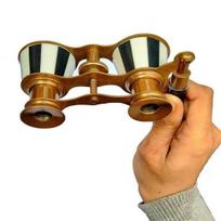 2,5 colio žalvarinis žiūronas su perlamutru, antikvarinis operos žiūronas paukščių stebėjimui, medžioklei
