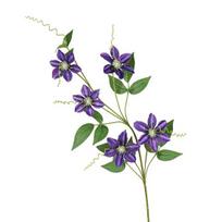 Dirbtinė gėlė Realistiška 5 galvų Clematis netikra gėlė Lengvai prižiūrima imitacinė gėlė vestuvių namų dekoravimui tamsiai violetine spalva
