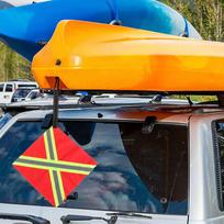 Kayak Safe Travel Flag Trailer Flag, Portable with Webbing Warning Reflective Strip Red Square