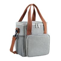 Thickened Lunch Box Bag, Bento Bag, Heightened Square Thermal Insulation Bag, Portable Picnic Ice Bag, Outdoor Fresh-keeping Lunch Bag. pilka spalva
