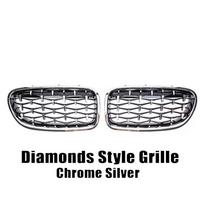 Sidabro deimantų stiliaus viršutinės lenktyninės grotelės BMW 5 serijos F10 F18 2010-2017 Priekinio buferio dviejų lamelių grotelės Diamond-Silver