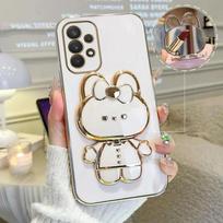 Phone Case For iPhone 17 16E 17 Air 15 14 13 12 11 Pro Max 16 Plus Makeup Mirror Rabbit Holder Straight Edge Soft Cover For iPhone 17Pro Max