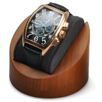 Woodten Wooden Watch Dark Natural Wood with Microfiber Cushion Stand, Gray, Compact, pilka spalva
