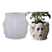 Haunted Flowerpot Silicone Molds with Smooth Surfaces Planter Silicone Molds for Concrete Crafts and Plant Displays 1 gray