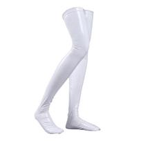 Womens Shiny Metallic Patent Leather Thigh High Socks Glossy Stockings One Size