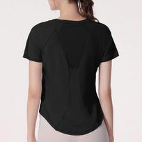 Women's Quick-Dry Short Sleeve Yoga and Running T-Shirt XXL juoda