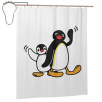 Pingu Penguin Shower Curtain Bathroom Polyester Waterproof Bath Curtains With Hooks W60H190(CM)-1 Pcs