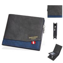 Baellerry Men's Vintage Short Wallet with Multiple Card Slots Patchwork Billfold Card Holder Zipper Coin Purse juoda