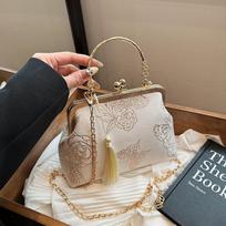 Moteriška senovinė vakarinė rankinė su kutais Kiss Lock Viršutinė rankena Sankabos pečių grandinėlė Piniginė Crossbody Krepšiai Moteriška vakarinė rankinė vestuvių vakarėliui Prom