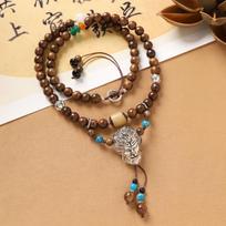Black Myth Wukong Necklace Handmade Sandalwood Beaded Chinese Style Men's and Women's Retro Sweater Chain Peripheral Accessories