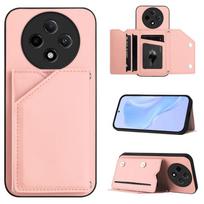 Odos pojūtis Keturi kortelių laikikliai Telefono dėklas su riešo dirželiu For OPPO A3 Pro rožinė